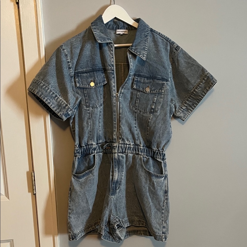 WeWoreWhat Light Blue Denim Romper